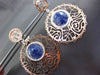 ESTATE LARGE 1.0CT DIAMOND & SODALITE 14KT WHITE & ROSE GOLD FLOATING EARRINGS