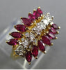 ESTATE 1.45CT ROUND MARQUISE DIAMOND & RUBY 14KT TWO TONE 3D GOLD BALLERINA RING