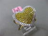 ESTATE LARGE .97CT WHITE & YELLOW DIAMOND 18KT TWO TONE GOLD 3D HEART LOVE RING