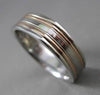 ESTATE 14KT WHITE & ROSE GOLD SOLID SQUARE WEDDING BAND RING 6mm #23214