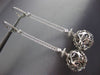 ESTATE LONG .32CT DIAMOND 14KT WHITE GOLD 3D FILIGREE HANGING LEVERBACK EARRINGS