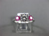 ESTATE 1.22CT DIAMOND & AAA PINK SAPPHIRE 14K WHITE GOLD 3 STONE ENGAGEMENT RING