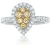 ESTATE .81CT WHITE & FANCY YELLOW DIAMOND 14KT WHITE GOLD PEAR ANNIVERSARY RING