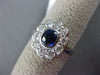 ESTATE 1.37CT DIAMOND & SAPPHIRE 18KT WHITE GOLD 3D FLOWER HALO ENGAGEMENT RING