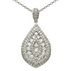 ESTATE LARGE 1.50CT DIAMOND 18KT WHITE GOLD 3D TEAR DROP CLUSTER PAVE PENDANT