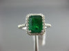 WIDE 1.92CT DIAMOND & AAA EMERALD 14KT WHITE GOLD FILIGREE HALO ENGAGEMENT RING