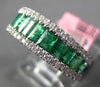 ESTATE WIDE 1.75CT DIAMOND & AAA EMERALD 18K WHITE GOLD WEDDING ANNIVERSARY RING