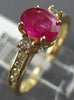 ESTATE 1.30CT DIAMOND & AAA RUBY 14K YELLOW GOLD 3D CLASSIC OVAL ENGAGEMENT RING