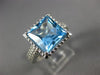 ESTATE LARGE 8.0CT AAA BLUE TOPAZ 14KT WHITE GOLD SOLITAIRE FILIGREE RING #26572