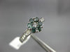 ESTATE .72CT WHITE AND BLUE DIAMOND 14KT WHITE GOLD 3D FLOWER CLUSTER LOVE RING