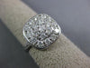 ESTATE WIDE 1CT DIAMOND 14KT WHITE GOLD CLUSTER SQUARE HAMMERED ANNIVERSARY RING