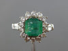 ESTATE 2.05CT DIAMOND & EMERALD 18KT WHITE GOLD 3D HALO CLASSIC ENGAGEMENT RING