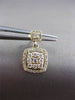 ESTATE .62CT ROUND DIAMOND 14K YELLOW GOLD SQUARE HALO FLOATING HANGING EARRINGS
