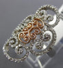 ESTATE WIDE .64CT DIAMOND 14K WHITE & ROSE GOLD 3D OPEN FILIGREE HEART LOVE RING