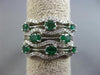 ESTATE WIDE 1.68CT DIAMOND & AAA EMERALD 18KT WHITE GOLD MULTI ROW WAVE FUN RING