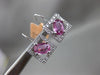 ESTATE 1.48CT DIAMOND & PINK SAPPHIRE 14KT WHITE GOLD 3D SQUARE HANGING EARRINGS