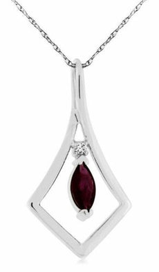 .42CT DIAMOND & AAA RUBY 14K WHITE GOLD ROUND & MARQUISE SQUARE FLOATING PENDANT