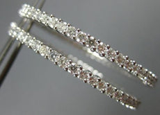 ESTATE LARGE 3.23CT DIAMOND 18KT WHITE GOLD 3D ETERNITY HOOP HANGING EARRINGS