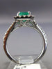 WIDE 1.28CT DIAMOND & AAA EMERALD 14KT WHITE GOLD 3D SQUARE HALO ENGAGEMENT RING