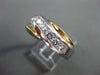 ESTATE 1.20CT DIAMOND 14KT TWO TONE GOLD DIAGONAL WAVE ANNIVERSARY RING #19620