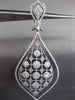 ESTATE LARGE 1.93CT DIAMOND 14KT WHITE GOLD FILIGREE HALO DROP HANGING EARRINGS