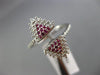 ESTATE WIDE .36CT DIAMOND & AAA RUBY 14KT WHITE GOLD TRIANGLE PAVE FLEXIBLE RING