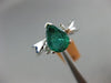 ESTATE 1.48CT DIAMOND & AAA EMERALD 14KT WHITE GOLD 3D 3 STONE ENGAGEMENT RING