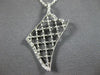 ESTATE .21CT DIAMOND 18K WHITE GOLD 3D OPEN FILIGREE FLOWER FLOATING FUN PENDANT