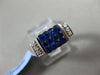 ESTATE WIDE 3.21CT DIAMOND & AAA SAPPHIRE 18KT WHITE GOLD 3D RECTANGULAR RING