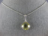 ESTATE 4.0CT AAA LEMON QUARTZ 14KT WHITE GOLD 3D CUSHION CLASSIC BEZEL PENDANT