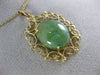 ANTIQUE WIDE AAA JADE 14KT YELLOW GOLD 3D FILIGREE HEART FLOATING PENDANT #24042