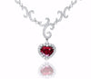 GIA LARGE 8.74CT DIAMOND & AAA RUBY 18K WHITE GOLD FILIGREE HEART LARIAT PENDANT