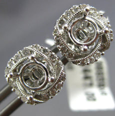 ESTATE .30CT DIAMOND 18K WHITE GOLD 3D SQUARE JACKET SEMI MOUNT STUD EARRINGS