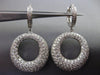 ESTATE LARGE 3.0CT DIAMOND 18KT WHITE GOLD HUGGIE CIRCULAR PAVE HANGING EARRINGS