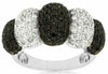 ESTATE 2.45CT WHITE & BLACK DIAMOND 14KT WHITE GOLD MULTI ROW PAVE OVAL FUN RING
