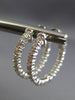 ESTATE .95CT DIAMOND 14KT WHITE GOLD 3D CLASSIC DOUBLE SIDED HOOP EARRINGS 2mm