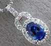 ESTATE 1.47CT DIAMOND & AAA SAPPHIRE 14KT WHITE GOLD 3D OVAL FILIGREE PENDANT