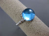 ESTATE 3.04CT DIAMOND & AAA CABOCHON BLUE TOPAZ 14KT WHITE GOLD 3 STONE FUN RING