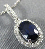 ESTATE .75CT DIAMOND & AAA SAPPHIRE 14K WHITE GOLD 3D OVAL HALO FLOATING PENDANT