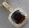 ESTATE LARGE 4.07CT DIAMOND & AAA RHODOLITE 14KT ROSE GOLD HALO FILIGREE PENDANT