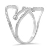 ESTATE .28CT DIAMOND 14KT WHITE GOLD 3D DOUBLE HEART BUTTERFLY CUFF LOVE RING