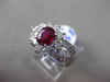 ESTATE WIDE 1.96CT DIAMOND & AAA OVAL RUBY 3D PLATINUM FLOWER ENGAGEMENT RING