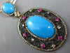 ESTATE MASSIVE 13.37CT FANCY YELLOW DIAMOND RUBY TURQUOISE 14K GOLD OVAL PENDANT