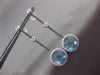 ESTATE LARGE 6.0CT DIAMOND & BLUE TOPAZ 14KT WHITE & BLACK GOLD 3D HALO EARRINGS