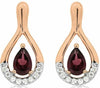 ESTATE 1.12CT DIAMOND & AAA RHODOLITE 14KT ROSE GOLD PEAR SHAPE HANGING EARRINGS