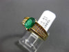 ESTATE 1.10CT DIAMOND & AAA OVAL EMERALD 18KT YELLOW GOLD 3D ENGAGEMENT RING