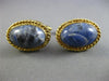 ANTIQUE EXTRA LARGE AAA SODALITE 14K YELLOW GOLD 3D SOLITAIRE OVAL ROPE CUFFLINK