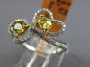 ESTATE 1.03CT WHITE & FANCY YELLOW DIAMOND 14KT 2 TONE GOLD 3D DOUBLE HEART RING