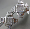 ESTATE EXTRA LARGE 3.01CT DIAMOND 14KT WHITE GOLD CROSS SQUARE CLIP ON EARRINGS