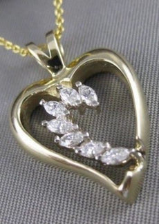 ESTATE .42CT DIAMOND 14KT WHITE & YELLOW GOLD 3D OPEN HEART JOURNEY PENDANT #508